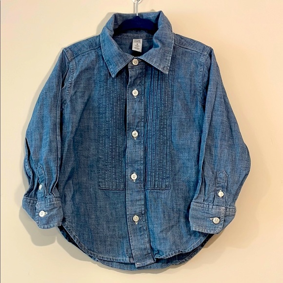 BABY GAP Toddler 3T Blue Denim Jean Casual Button Down Shirt Long Sleeve Cotton - Picture 1 of 6